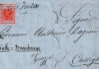 Prima lettera con francobollo circolante in Valle Brembana