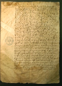 Die erste Seite des Übereinkommens von 1516 gab der Familie Tasso die alleinige Geschäftsführung der kaiserlichen Post